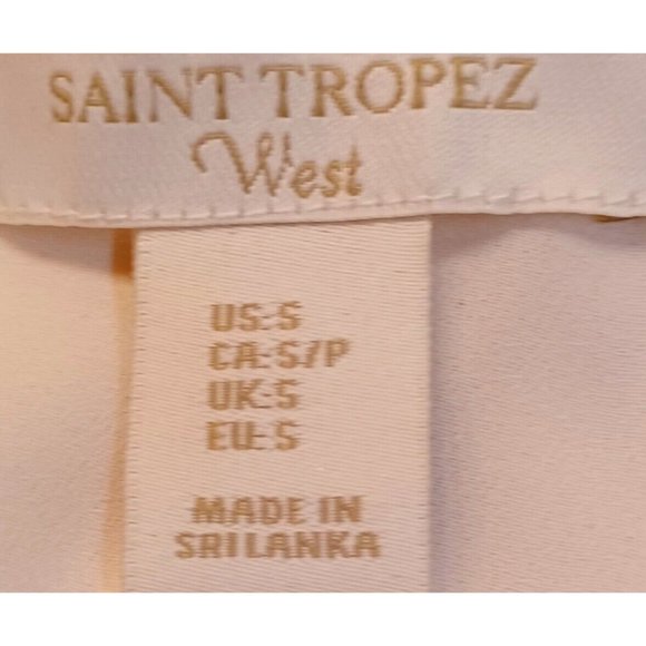 SAINT TROPEZ WEST-SMALL- Layered Chiffon Split Back Women's Sleeveless Beige Top - Picture 12 of 13